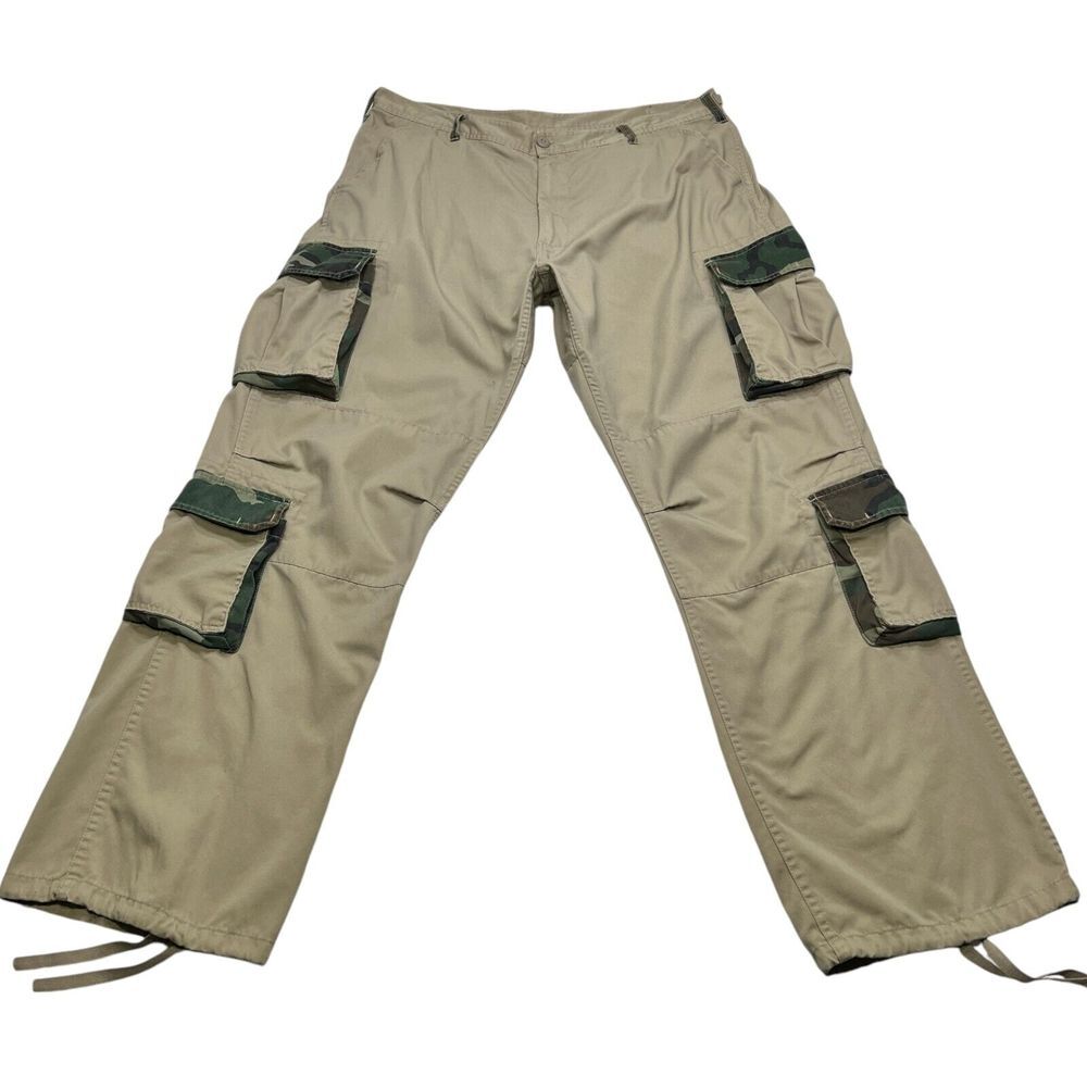 Rothco Vintage Paratrooper Fatigues Olive Camo Cargo Pants 8 Pockets Large Reg‎